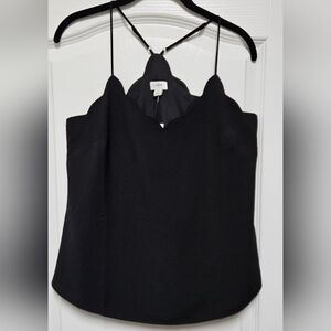 J. Crew Black Scalloped Camisole Top.